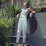White Denim Carrot Pants
