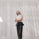 Croco Leather Midi Skirt