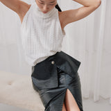 Croco Leather Midi Skirt
