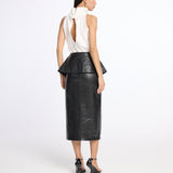 Croco Leather Midi Skirt