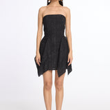 Strapless Shiny Tweed Dress