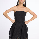 Strapless Shiny Tweed Dress