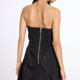 Strapless Shiny Tweed Dress