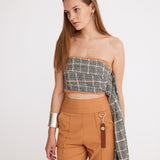 Plaid Drape Bustier
