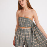 Plaid Drape Bustier