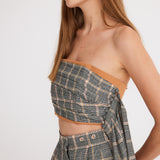 Plaid Drape Bustier