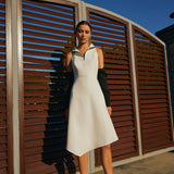 Arya White Midi Dress (Sleeves OFF)