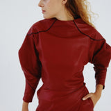 Angle Open Back Top Red Leather
