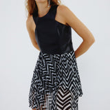 Zigzag Pleat Mini Dress