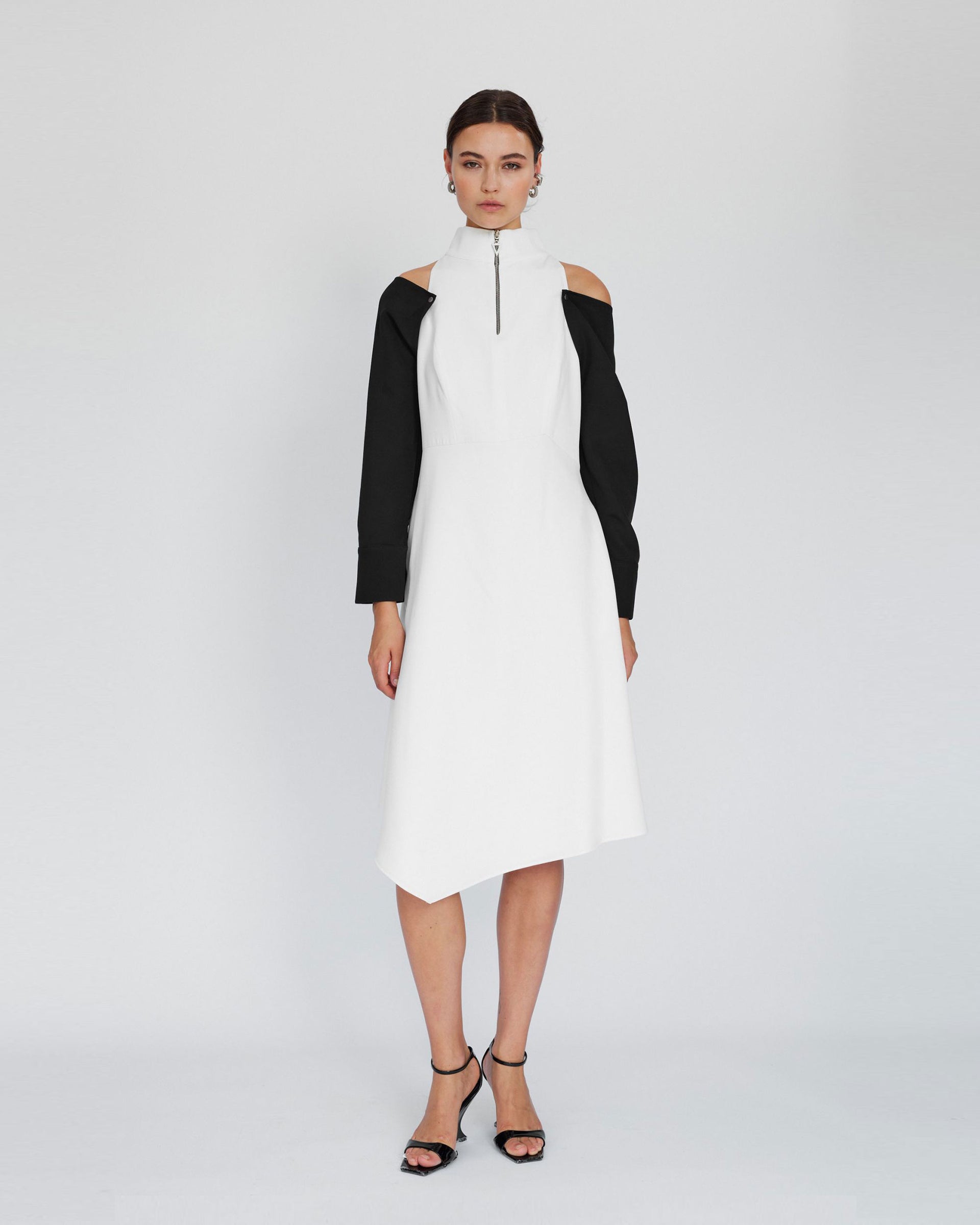 Arya White Midi Dress (Sleeves OFF) – Mirimalist