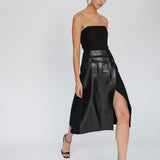 Wool Strapless Midi Dress