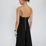 Wool Strapless Midi Dress
