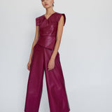 Red Leather Culotte Pants