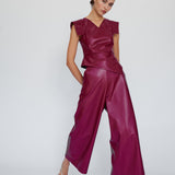 Red Leather Culotte Pants