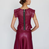 Red Leather Culotte Pants