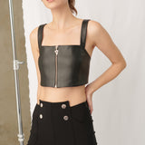 Concrete Leather Bustier Black
