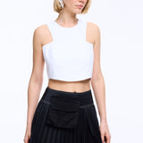 Pleated Slit Midi Skirt