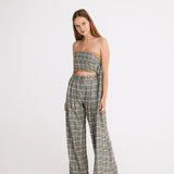 Plaid Pleated Maxi Pants