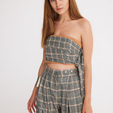 Plaid Pleated Maxi Pants