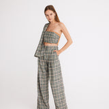 Plaid Pleated Maxi Pants