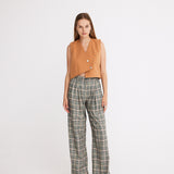 Plaid Pleated Maxi Pants