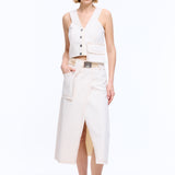Papyrus Canvas Wrap Midi Skirt