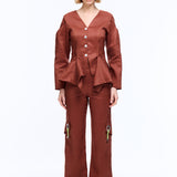 Lia Brown Linen Pants