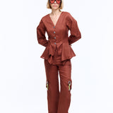 Lia Brown Linen Pants