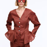 Lia Brown Linen Jacket