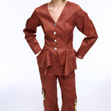 Lia Brown Linen Pants