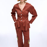 Lia Brown Linen Jacket