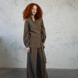 Khaki Cupro Maxi Pants