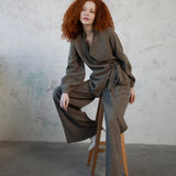 Khaki Cupro Maxi Pants