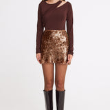 Sepia Sequin Mini Skirt