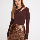 Sepia Sequin Mini Skirt