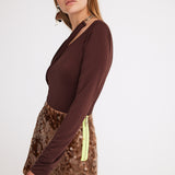 Sepia Sequin Mini Skirt