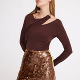 Sepia Sequin Mini Skirt