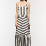 Slate Grey Striped Maxi Dress
