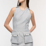 Apron Striped Mini Dress