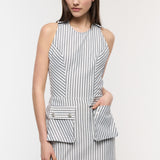 Apron Striped Mini Dress