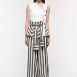 Sleeves Striped Maxi Pants