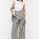 Sleeves Striped Maxi Pants
