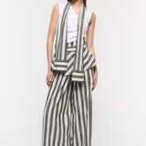 Sleeves Striped Maxi Pants