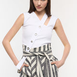 Sleeves Striped Maxi Pants