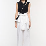 Sleeves White Maxi Pants