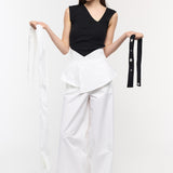 Sleeves White Maxi Pants
