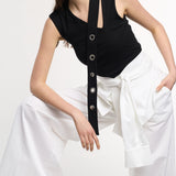 Sleeves White Maxi Pants