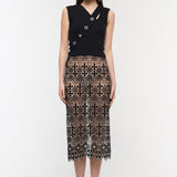 Aztec Lace Midi Skirt