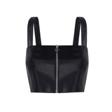 Concrete Leather Bustier Black