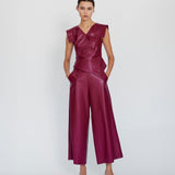 Red Leather Culotte Pants